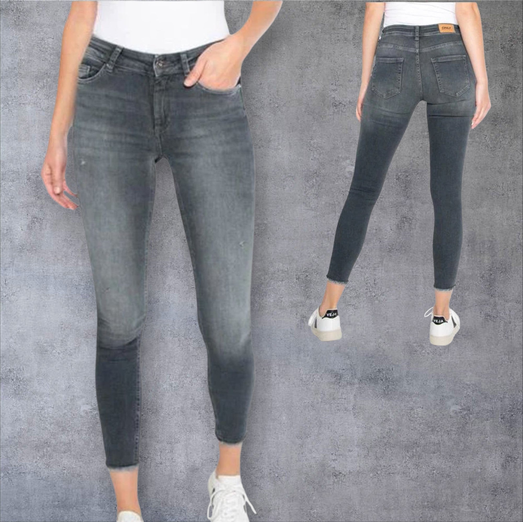 ONLY Blue Denim Blush – Skinny Mid Waist Ankle Jeans