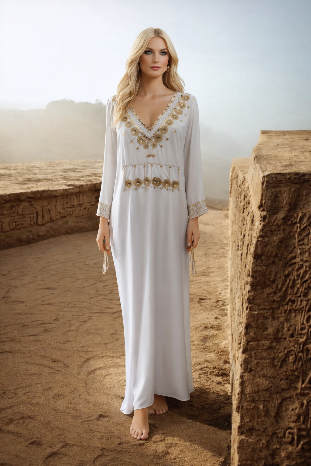 Damen Kaftan - Kleid Größe M tragbar bis XXL im Butterfly Look, Sommer - Urlaub - Hauskleid