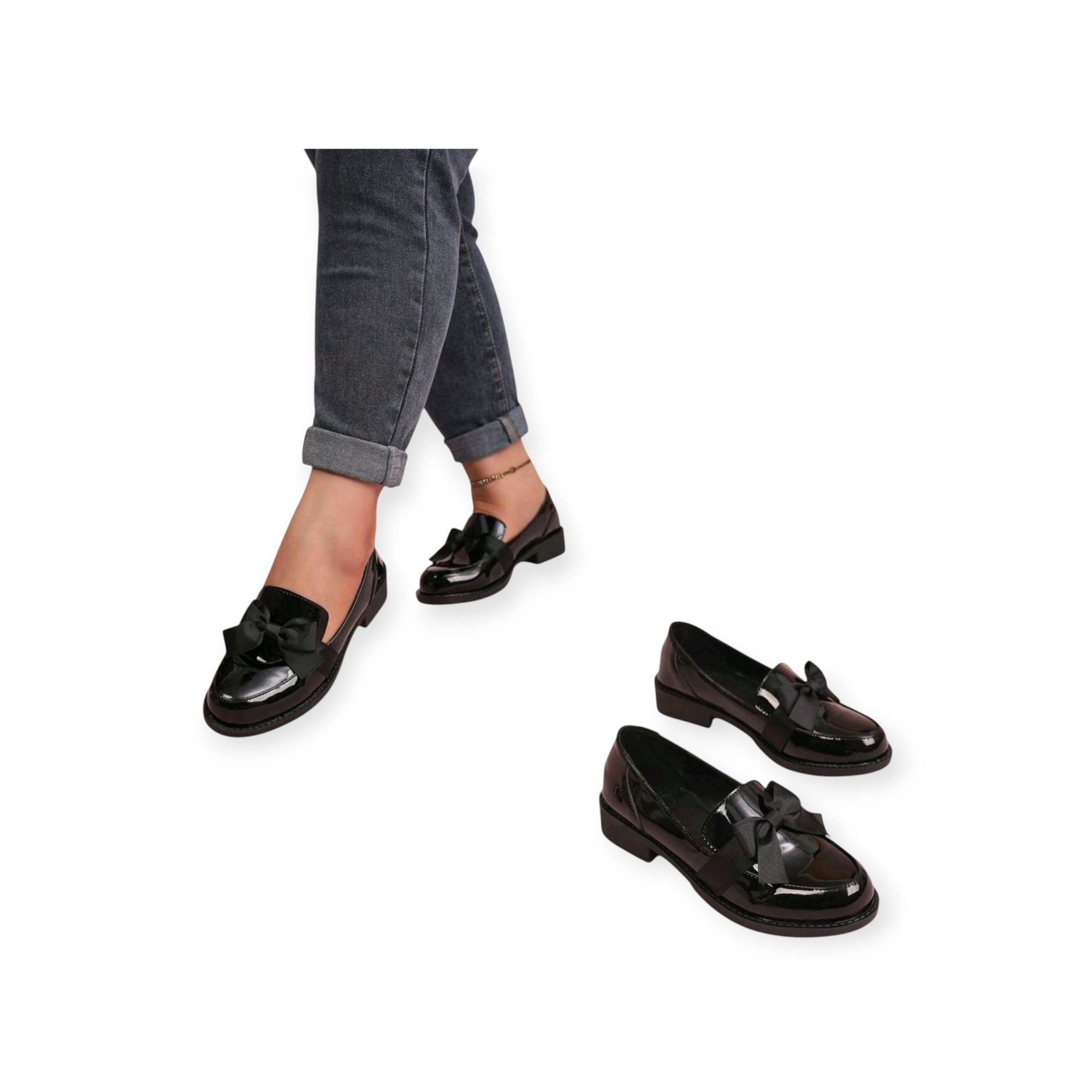 ✨ Elegante Lack-Loafer | Größe 42 | Schwarz ✨