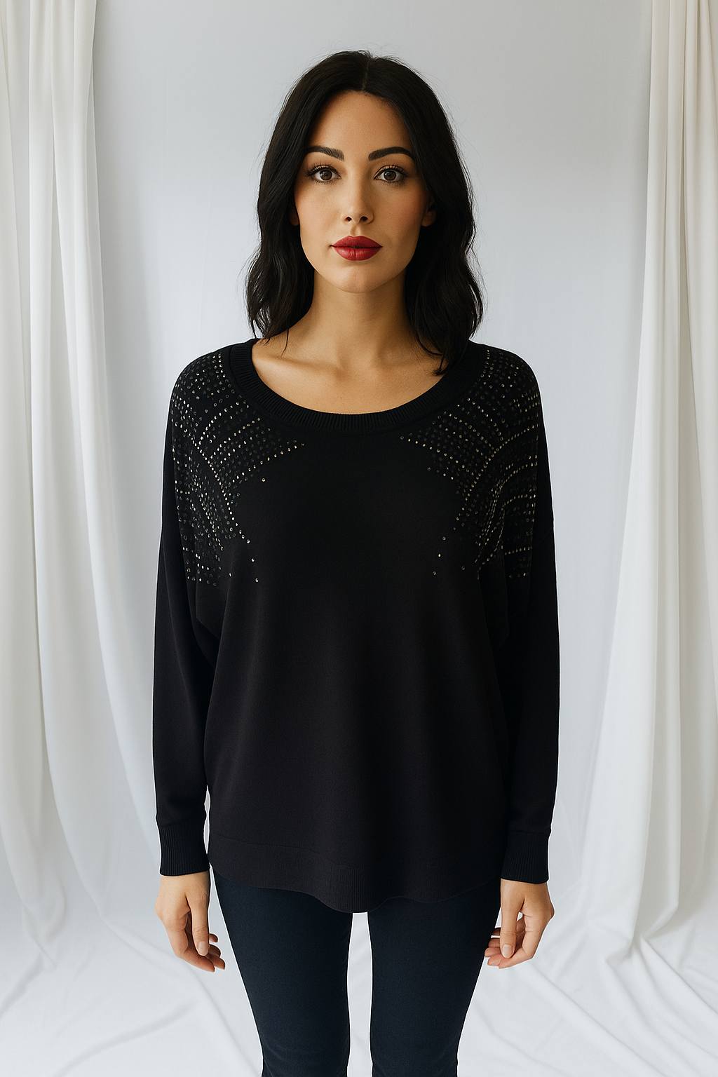 ✨ Damen Pullover – Größe L | Farbe Schwarz ✨